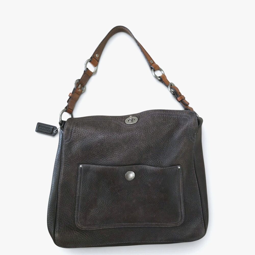 Coach Vintage Chelsea Turnlock Hobo Shoulder Bag Dark Brown Leather 10132